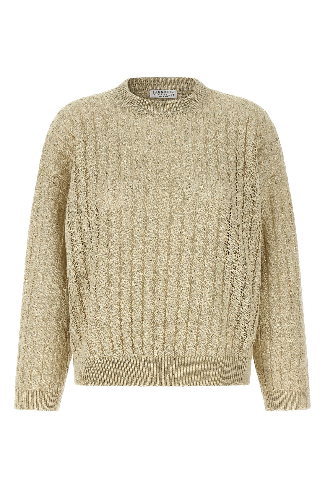 BRUNELLO CUCINELLI L dazzling cable openwork ribbed linen sweater