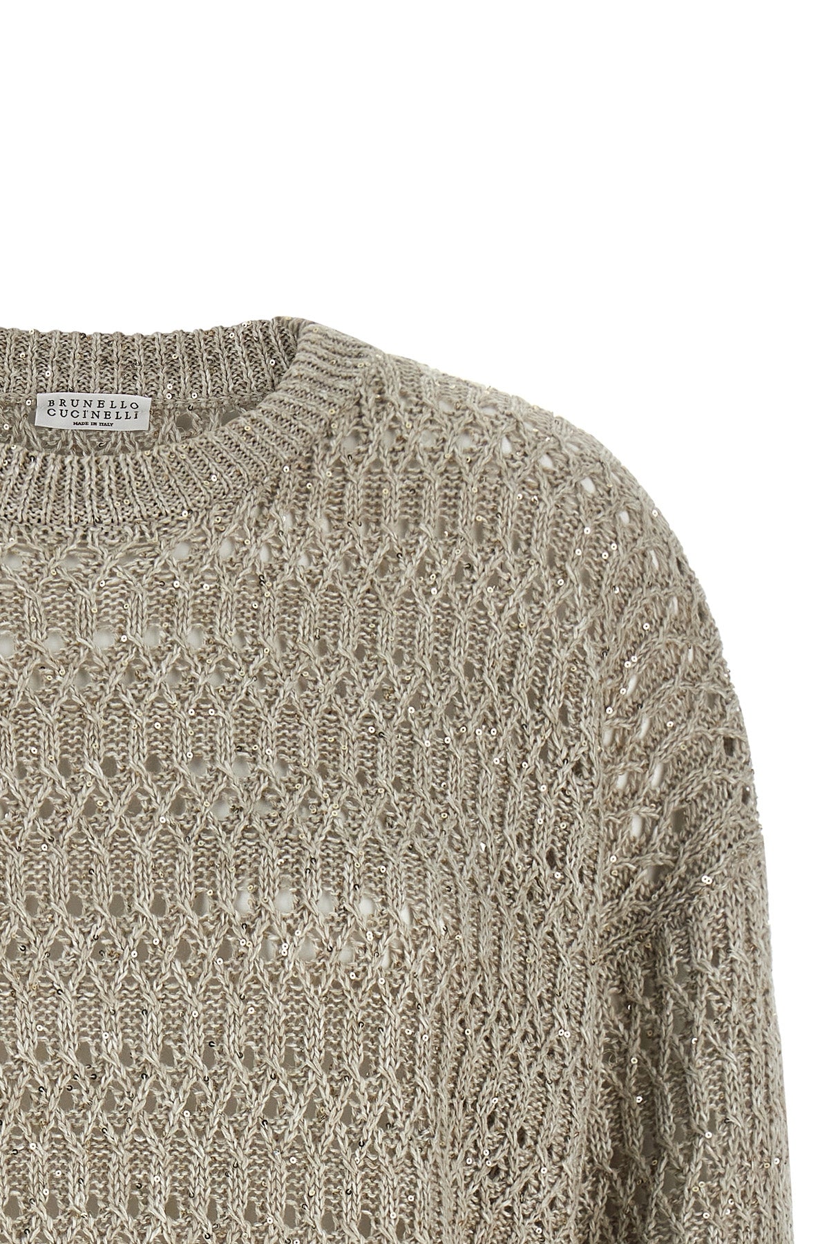 dazzling braids openwork linen blend sweater