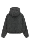 salt and pepper patterned donegal tweed down jacket