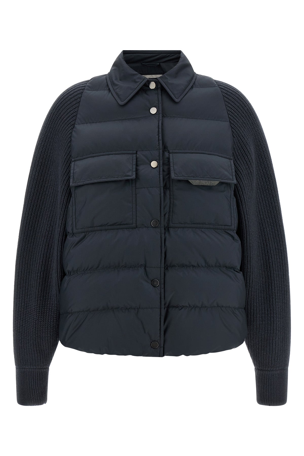 quilted and padded water-repellent matte nylon down jacket