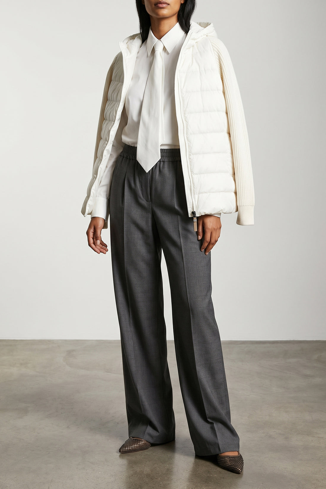 BRUNELLO CUCINELLI 38 quilted and padded water-repellent matte nylon down jacket