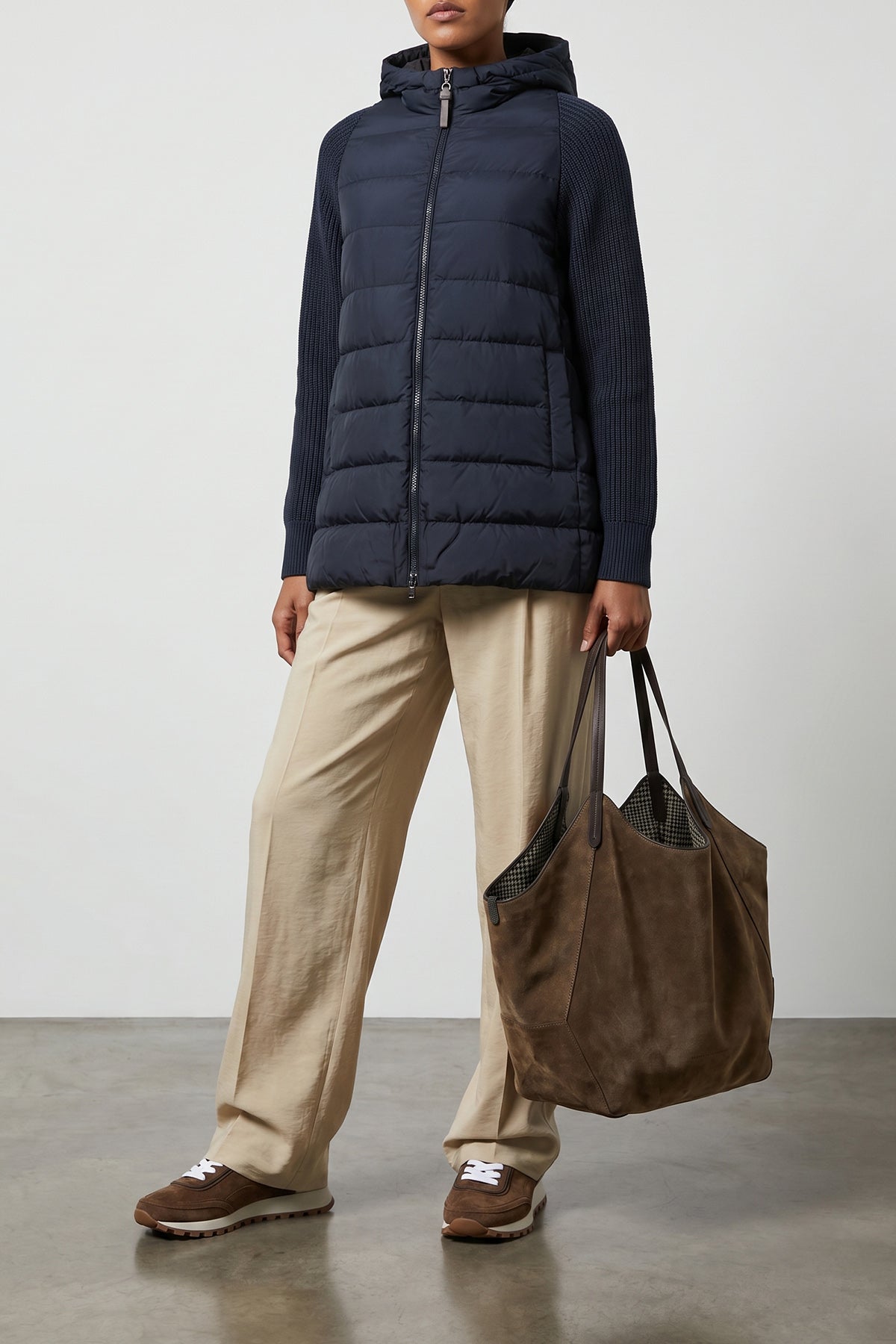 quilted and padded water-repellent matte nylon down jacket