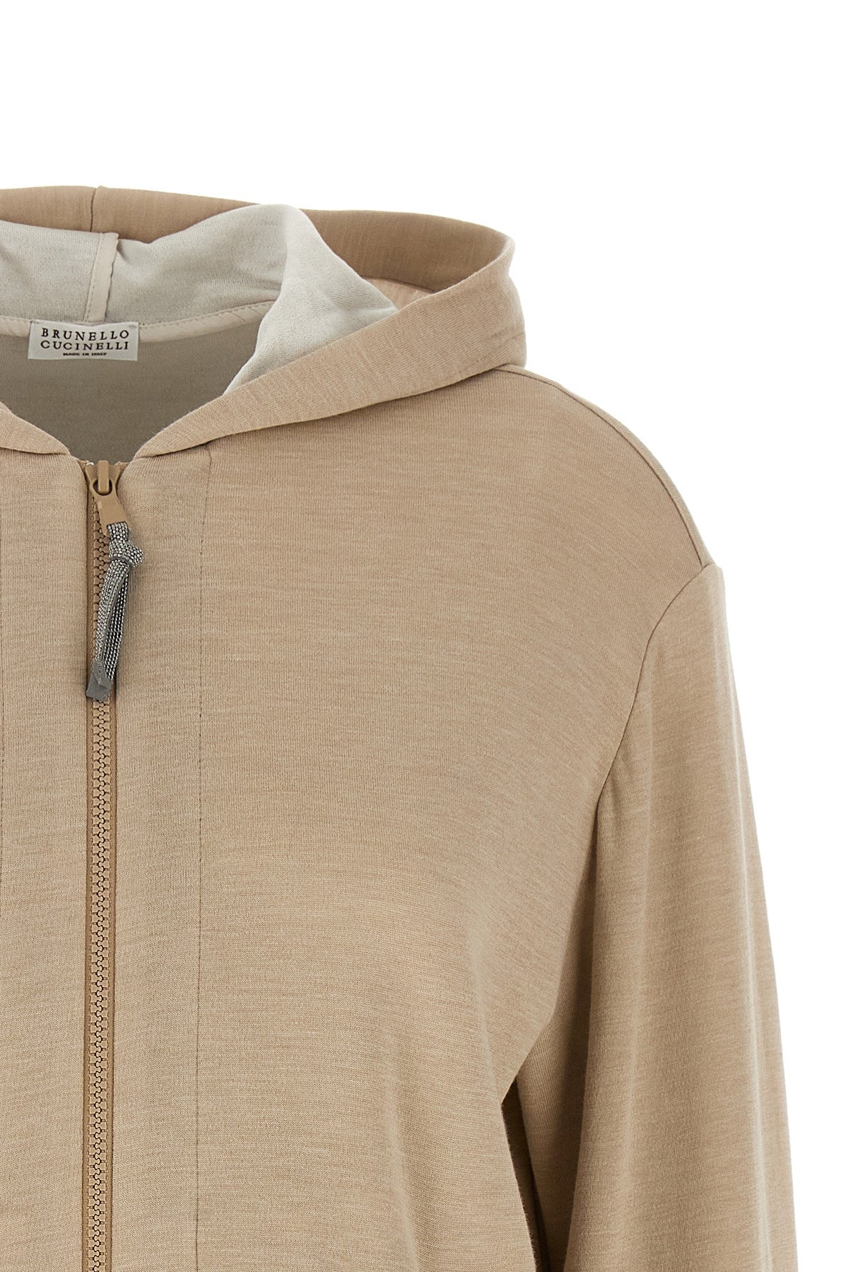 cotton and silk interlock hoodie