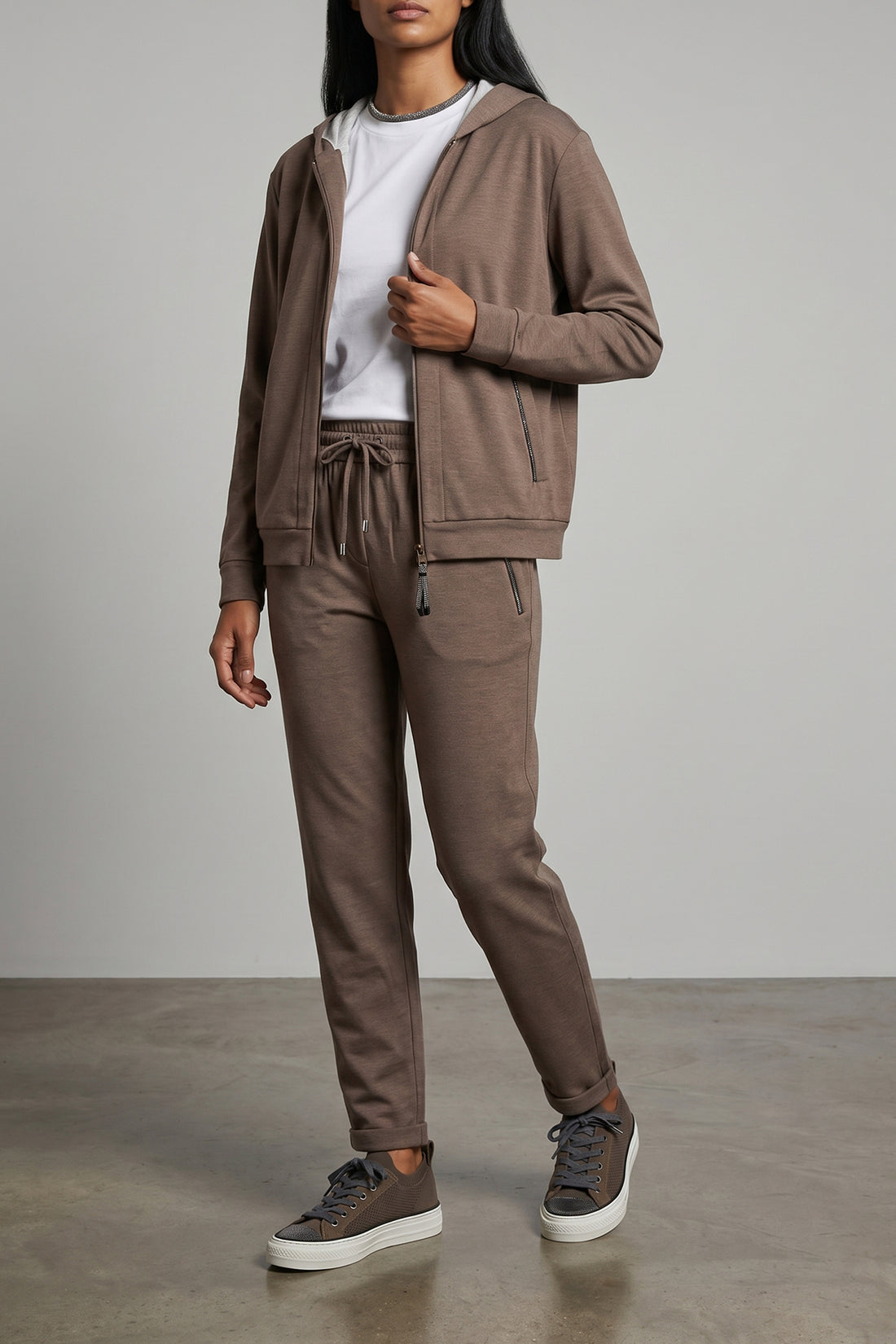 BRUNELLO CUCINELLI L cotton and silk mélange interlock hoodie