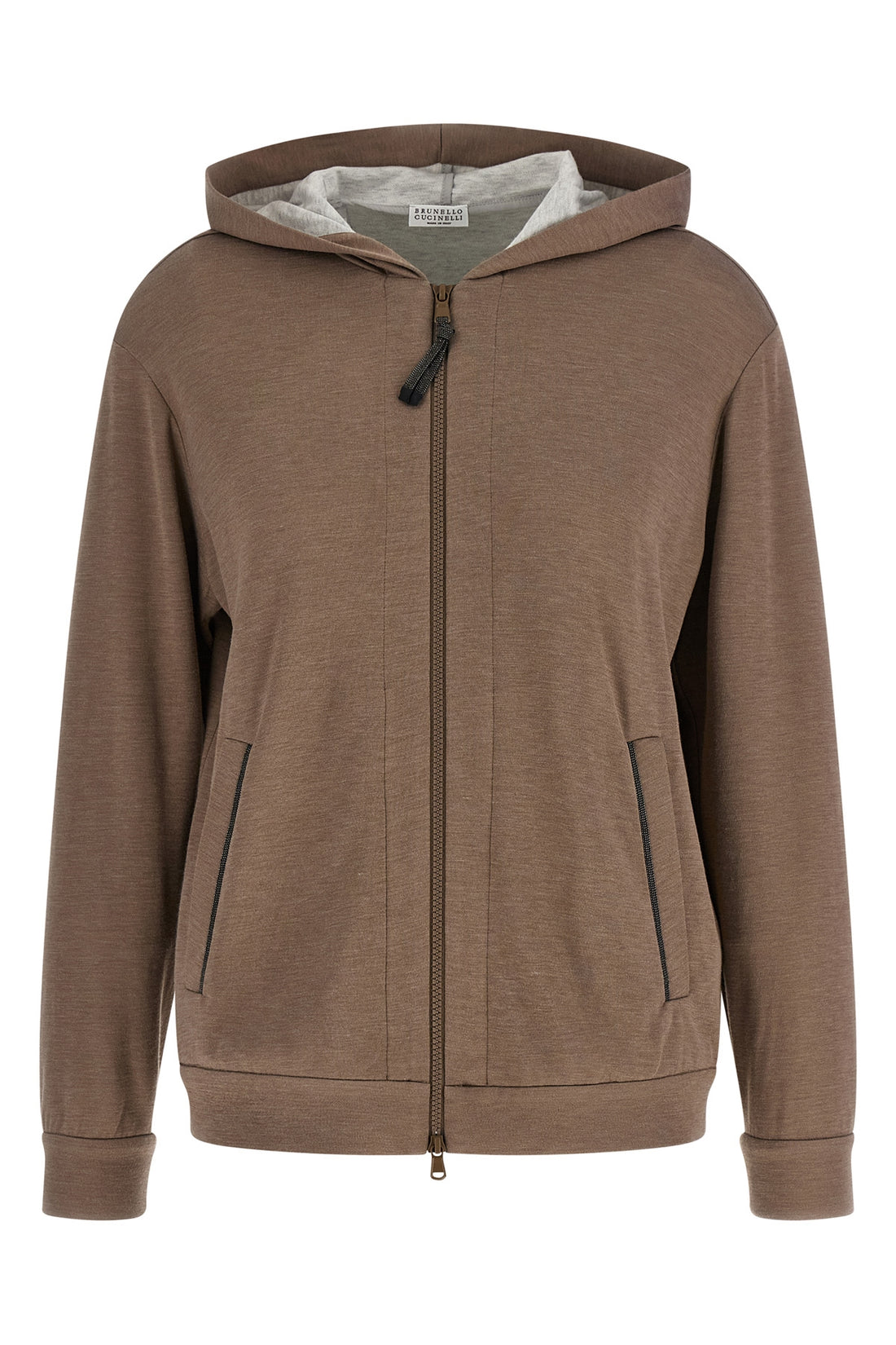 BRUNELLO CUCINELLI L cotton and silk mélange interlock hoodie