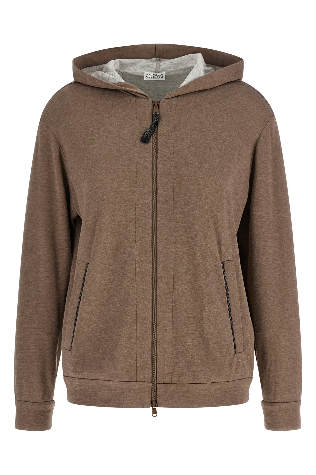 cotton and silk mélange interlock hoodie