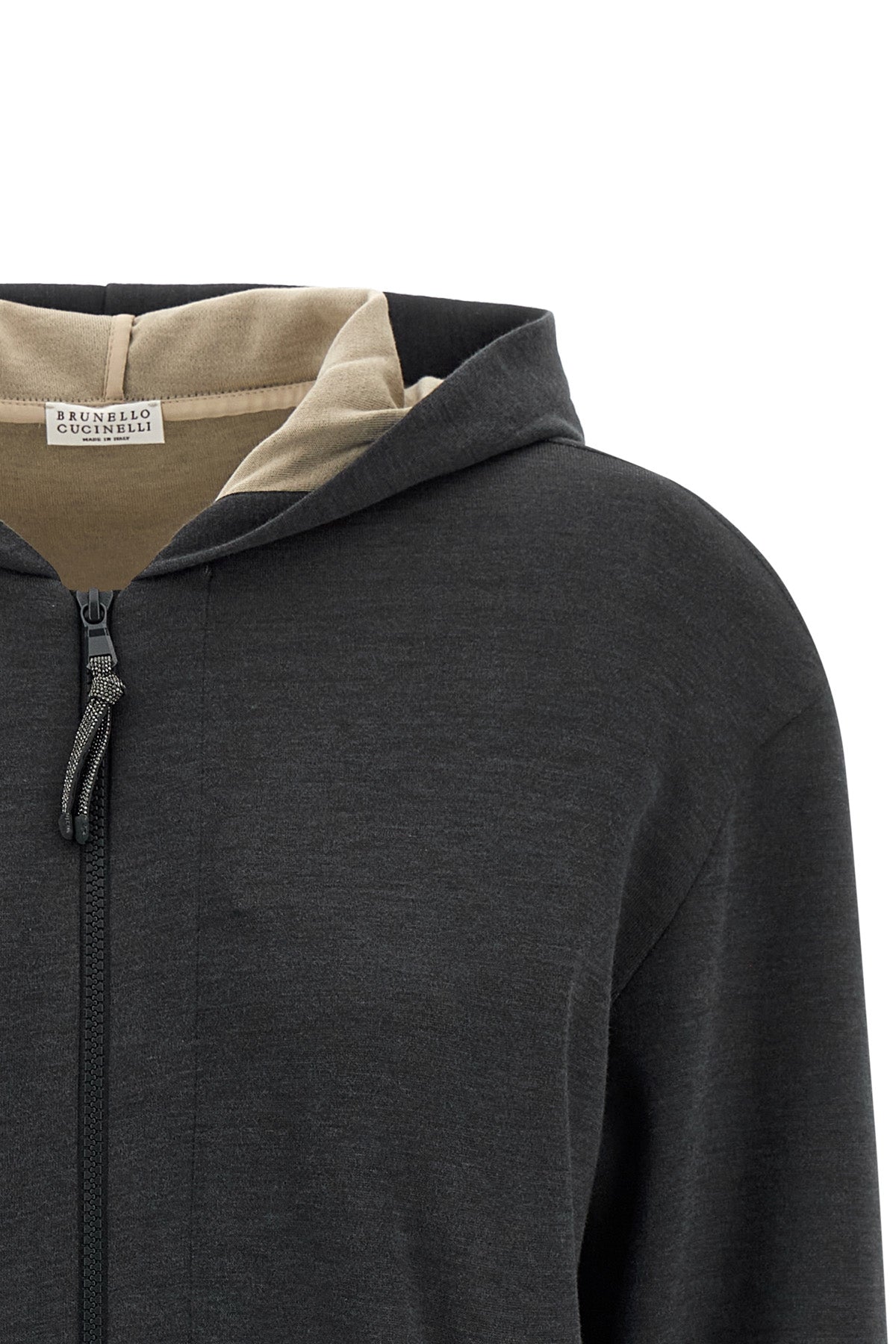 cotton and silk mélange interlock hoodie