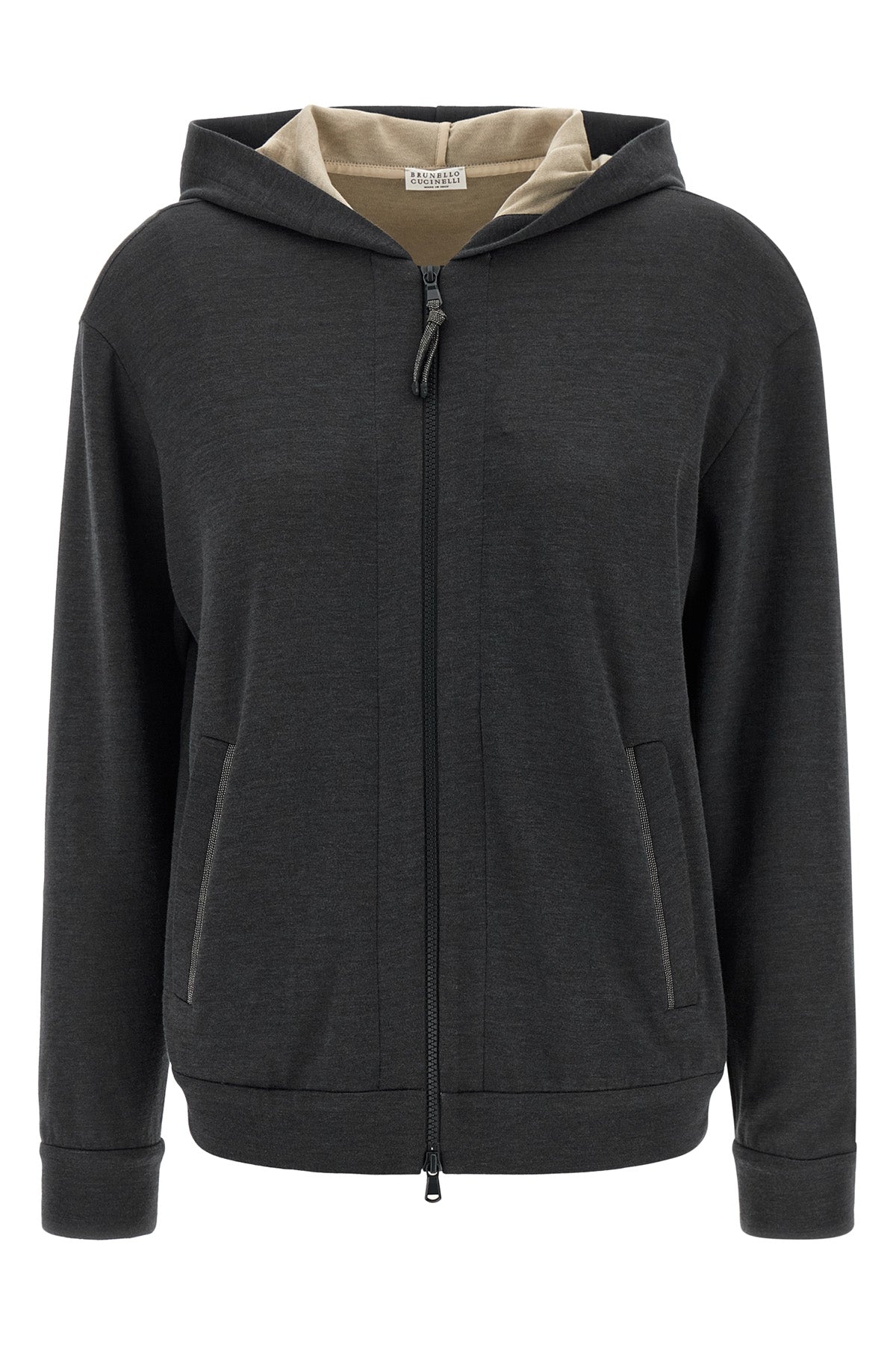 cotton and silk mélange interlock hoodie