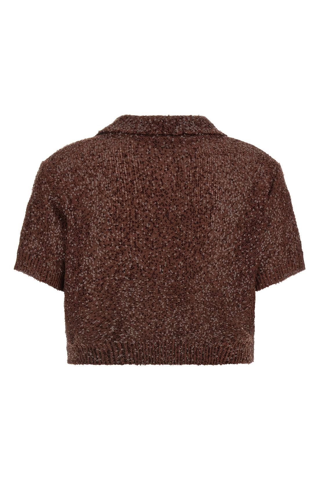 BRUNELLO CUCINELLI M shearling knit linen blend polo shirt