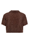 shearling knit linen blend polo shirt