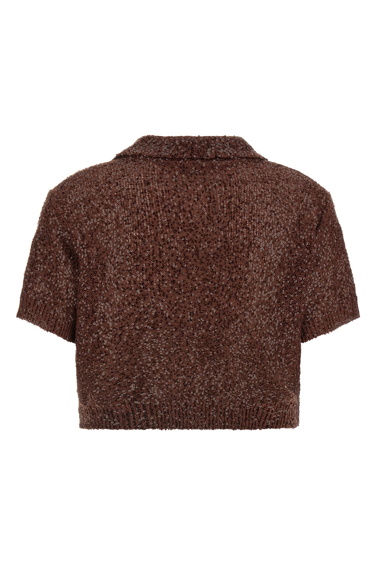 shearling knit linen blend polo shirt