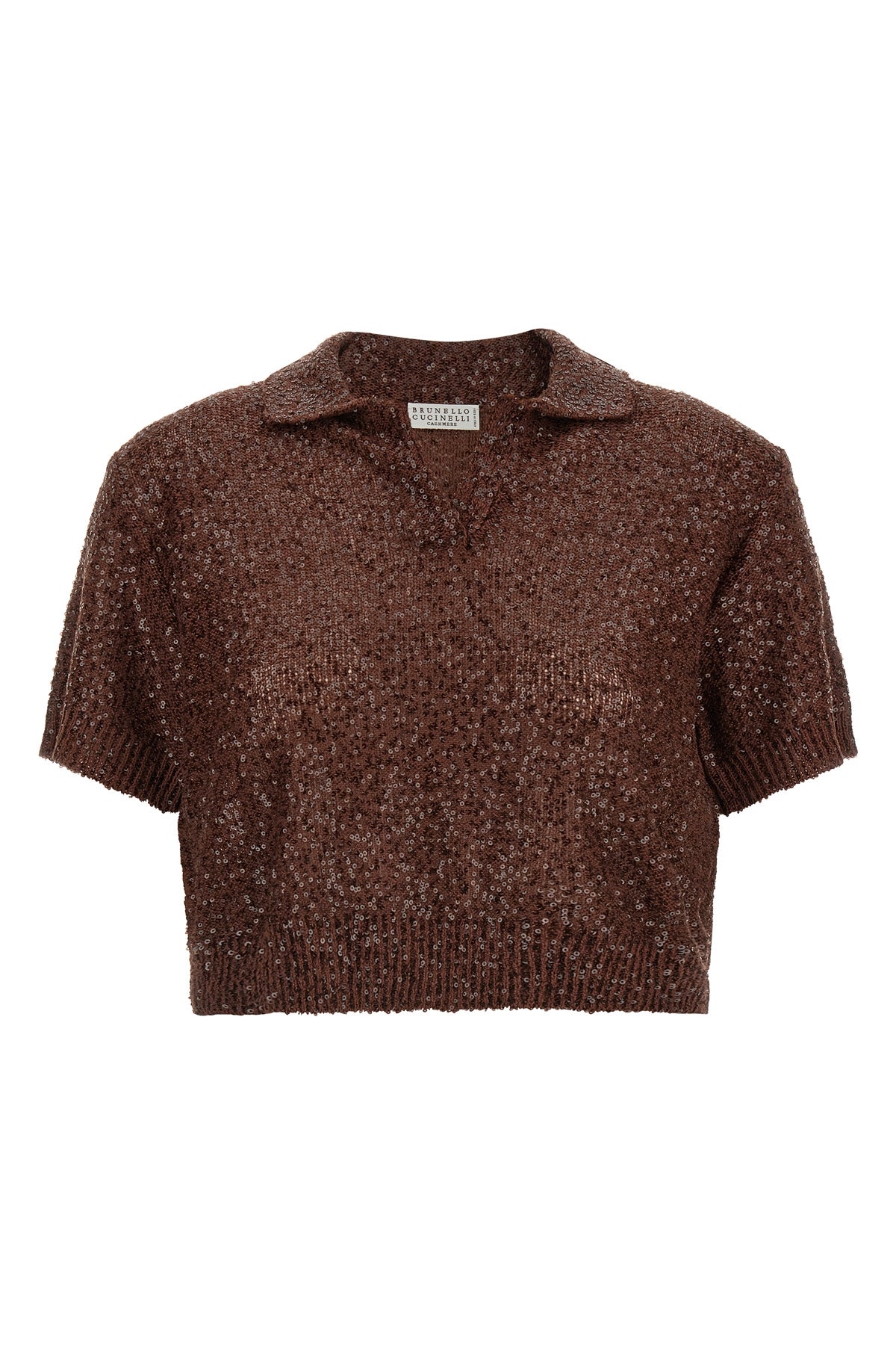 shearling knit linen blend polo shirt
