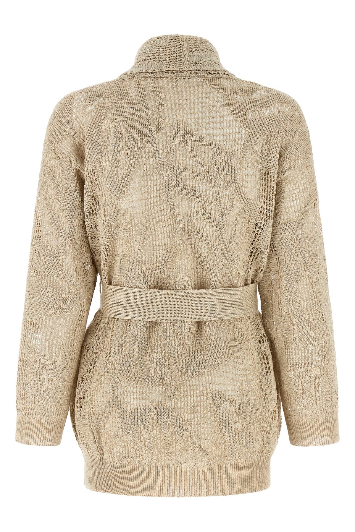 cardigan in linen and cotton blend crocheted