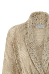 cardigan in linen and cotton blend crocheted