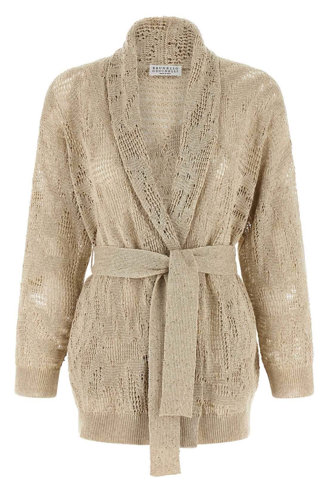 BRUNELLO CUCINELLI L cardigan in linen and cotton blend crocheted