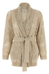 cardigan in linen and cotton blend crocheted