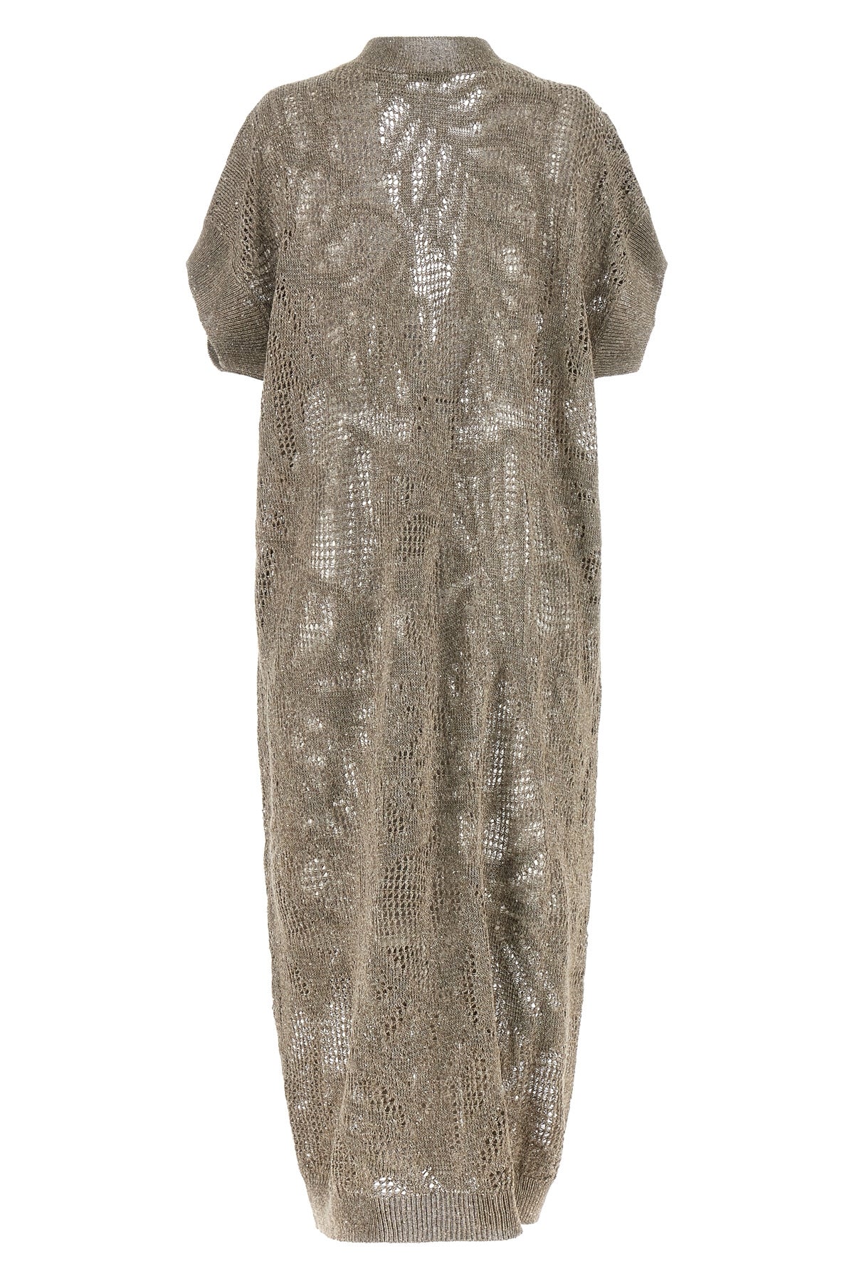 long dazzling water lillies linen and cotton mesh knit cardigan