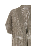 long dazzling water lillies linen and cotton mesh knit cardigan