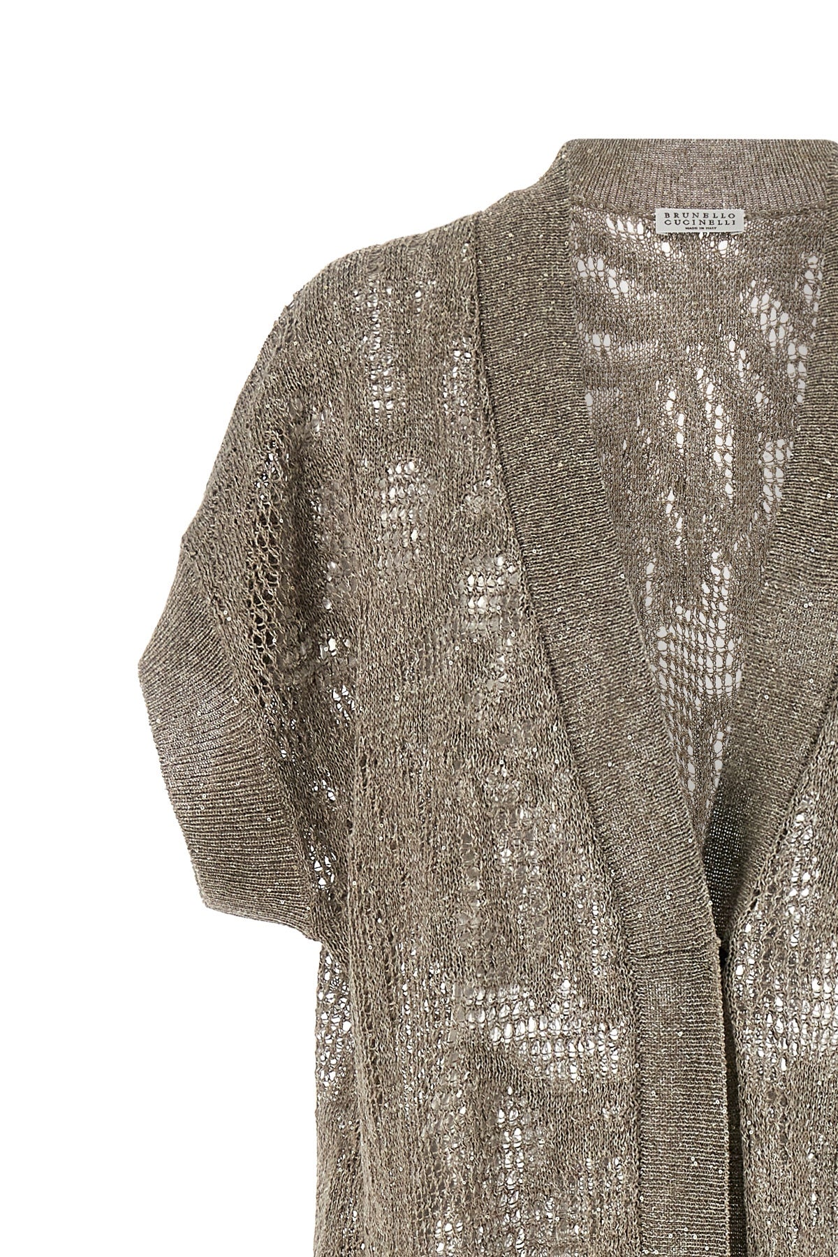 long dazzling water lillies linen and cotton mesh knit cardigan