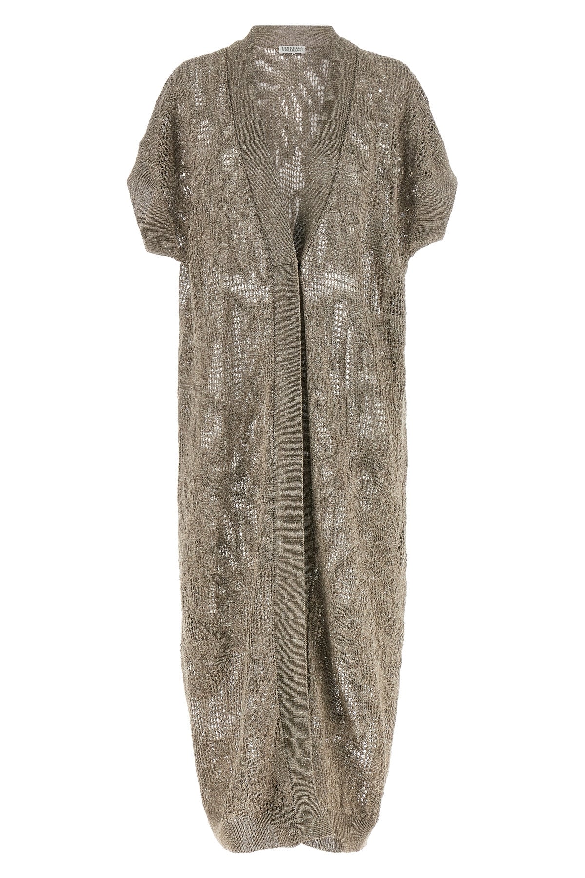 long dazzling water lillies linen and cotton mesh knit cardigan