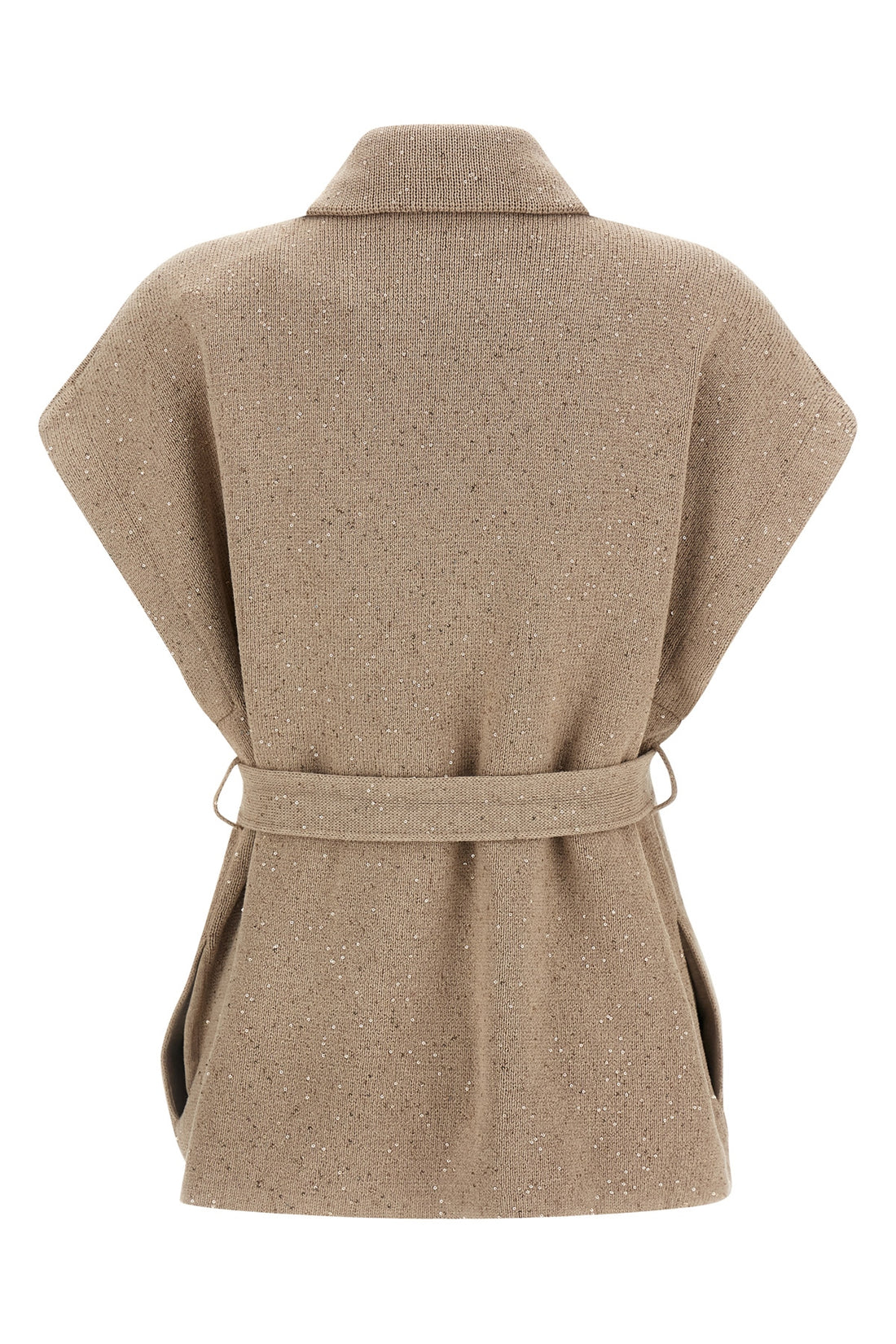 BRUNELLO CUCINELLI XS diamante cotton half-knit vest