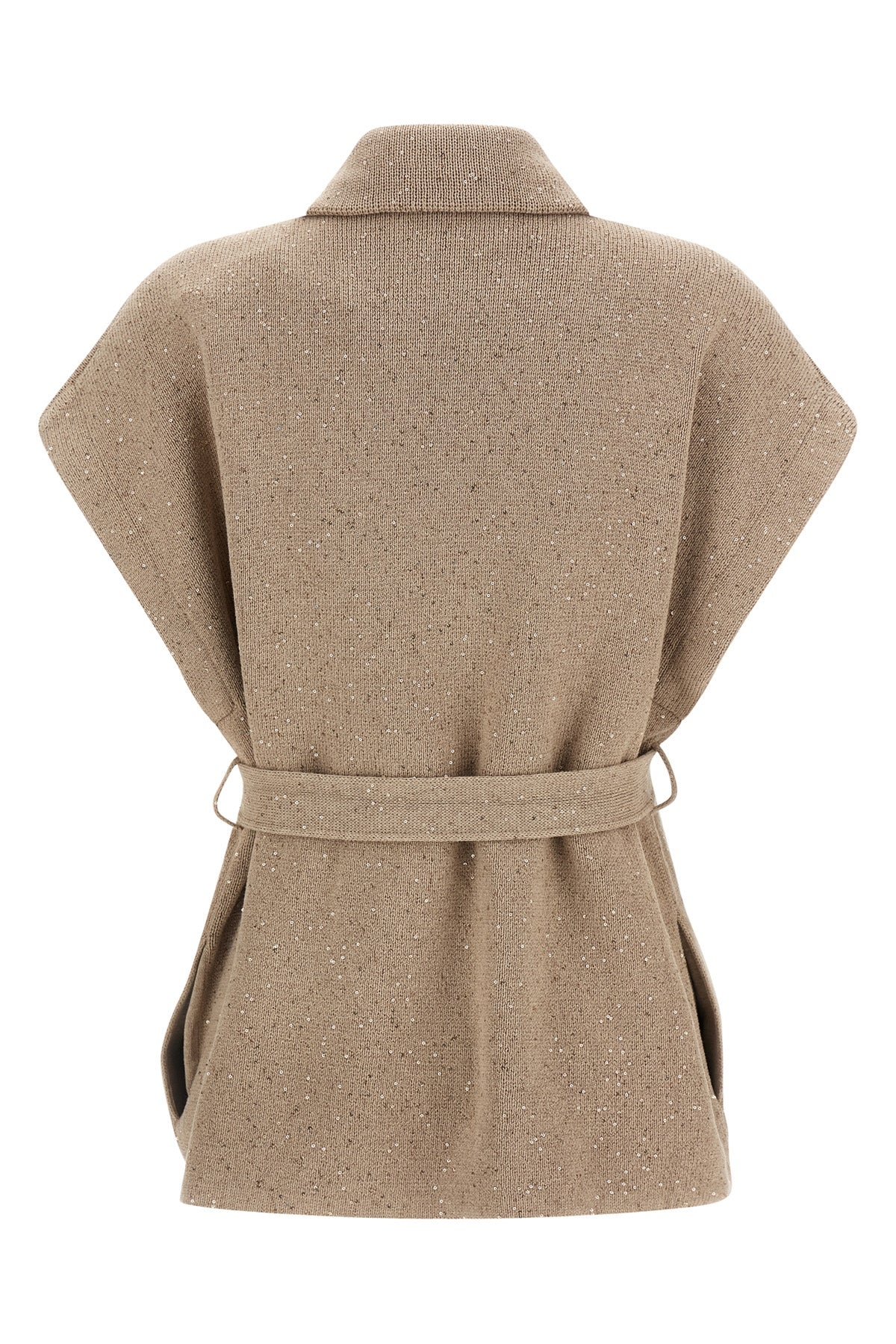 diamante cotton half-knit vest