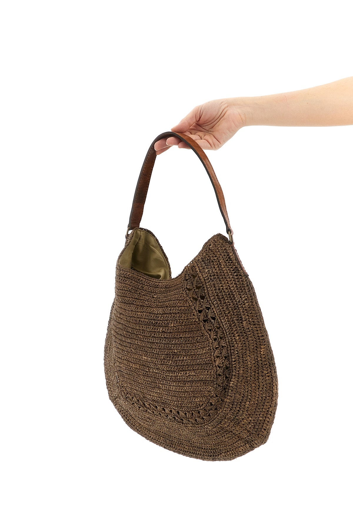 meva shoulder bag in crocheted raffia