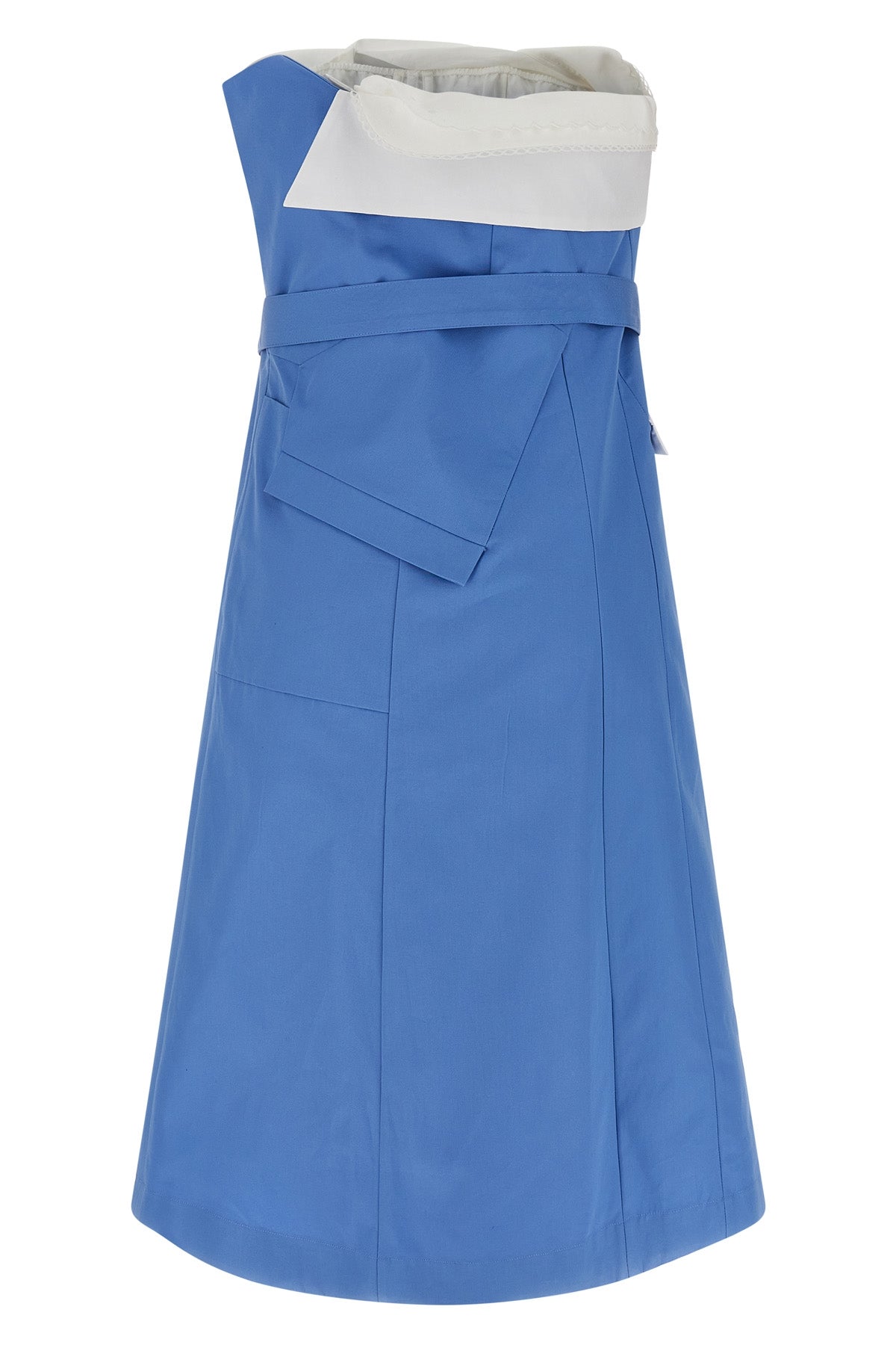 off-the-shoulder mini dress in cotton poplin