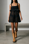 floral macramé mini dress