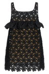 floral macramé mini dress