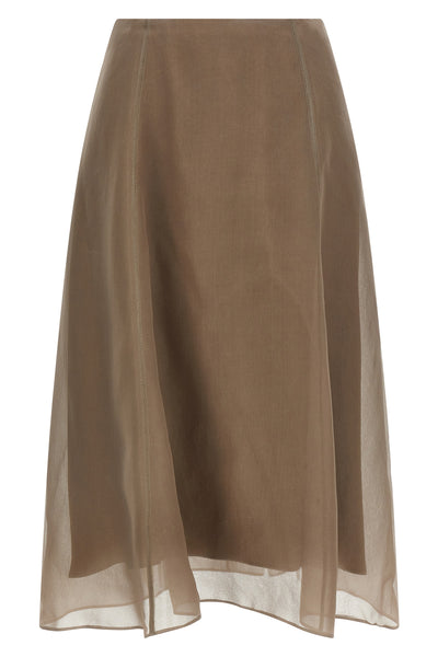 circle crispy silk midi skirt