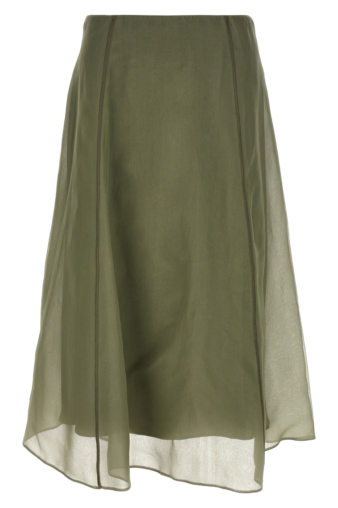 BRUNELLO CUCINELLI 42 circle crispy silk midi skirt