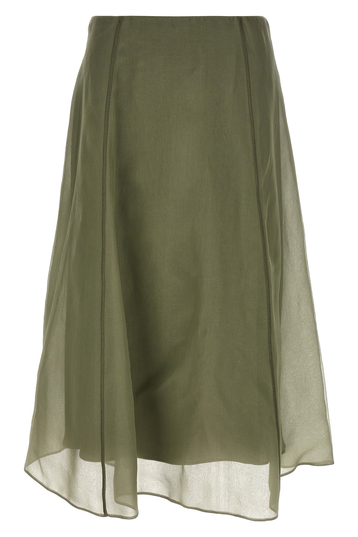 circle crispy silk midi skirt