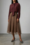 circle midi skirt in semi-transparent crispy silk