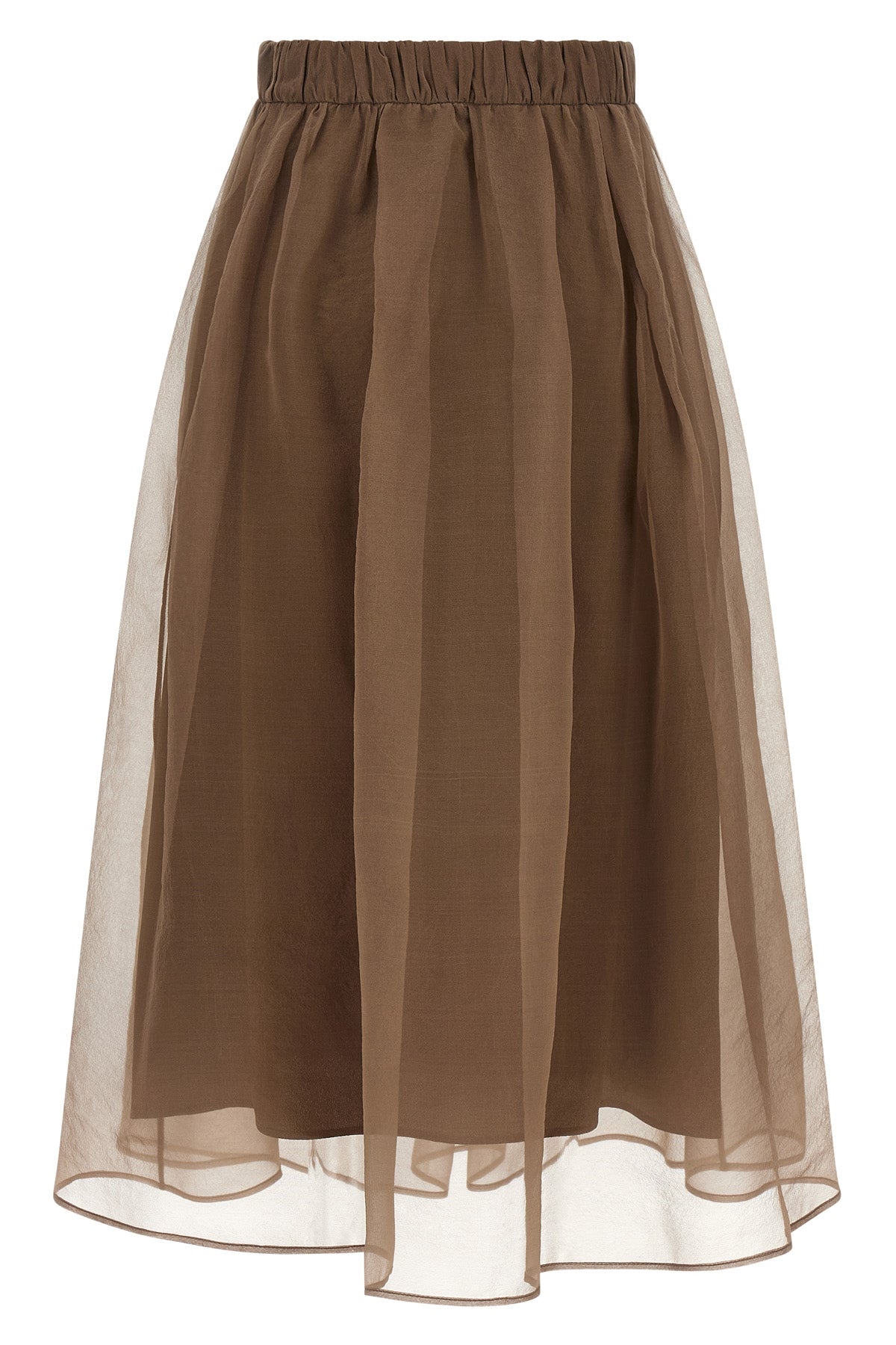 circle midi skirt in semi-transparent crispy silk