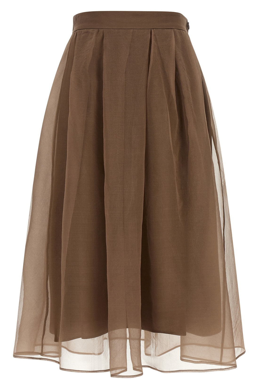 BRUNELLO CUCINELLI 36 circle midi skirt in semi-transparent crispy silk
