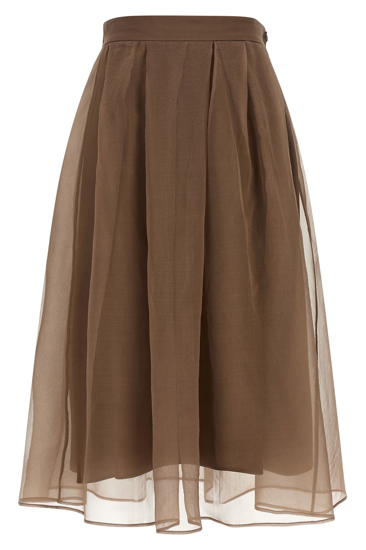 circle midi skirt in semi-transparent crispy silk
