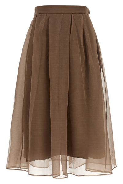 circle midi skirt in semi-transparent crispy silk