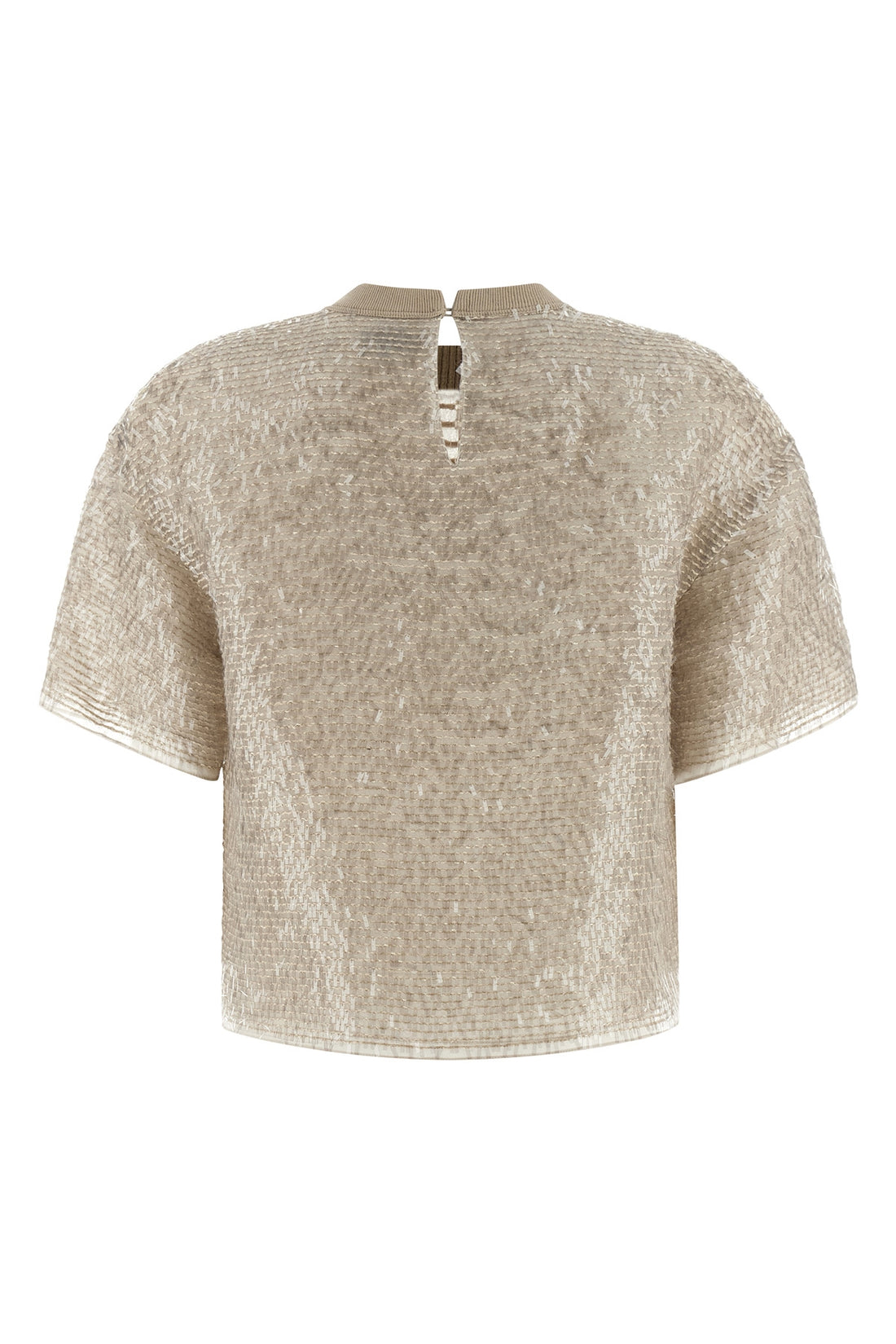 BRUNELLO CUCINELLI M light crispy silk dazzling cascade embroidery t-shirt