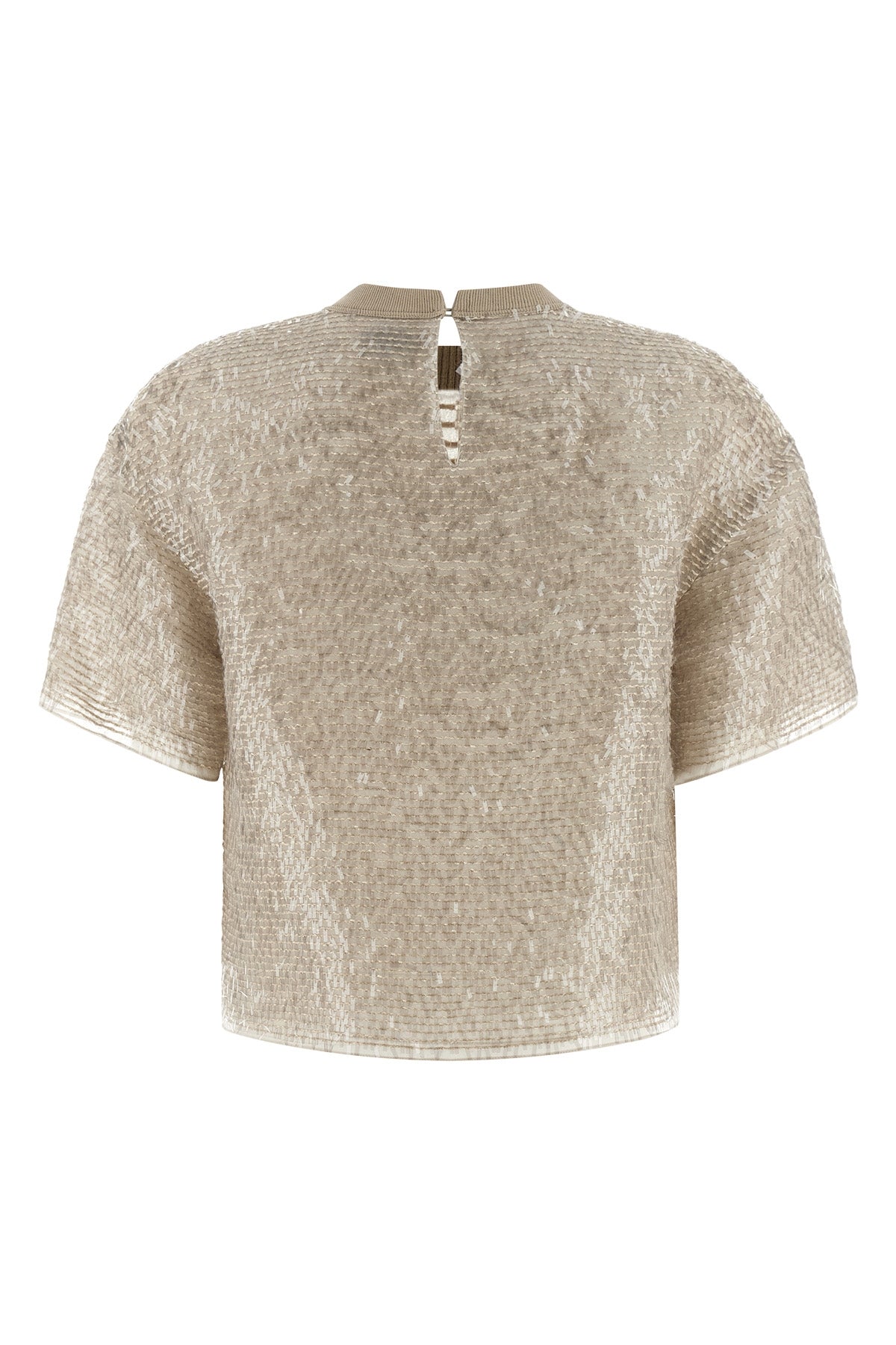 light crispy silk dazzling cascade embroidery t-shirt