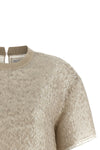 light crispy silk dazzling cascade embroidery t-shirt