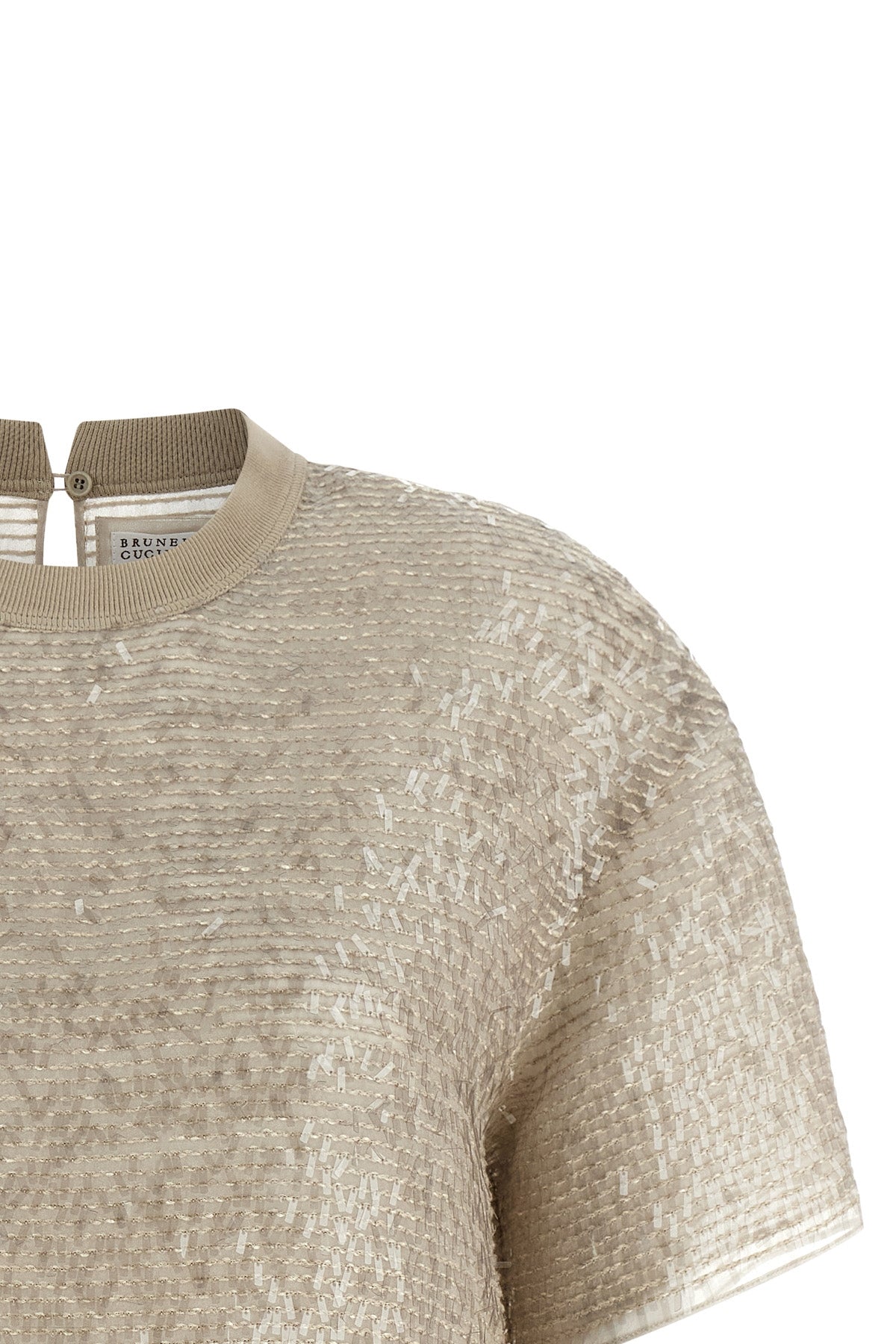 light crispy silk dazzling cascade embroidery t-shirt