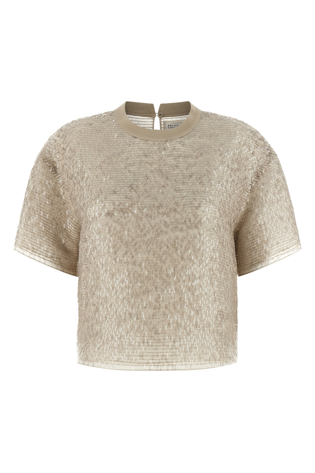BRUNELLO CUCINELLI M light crispy silk dazzling cascade embroidery t-shirt