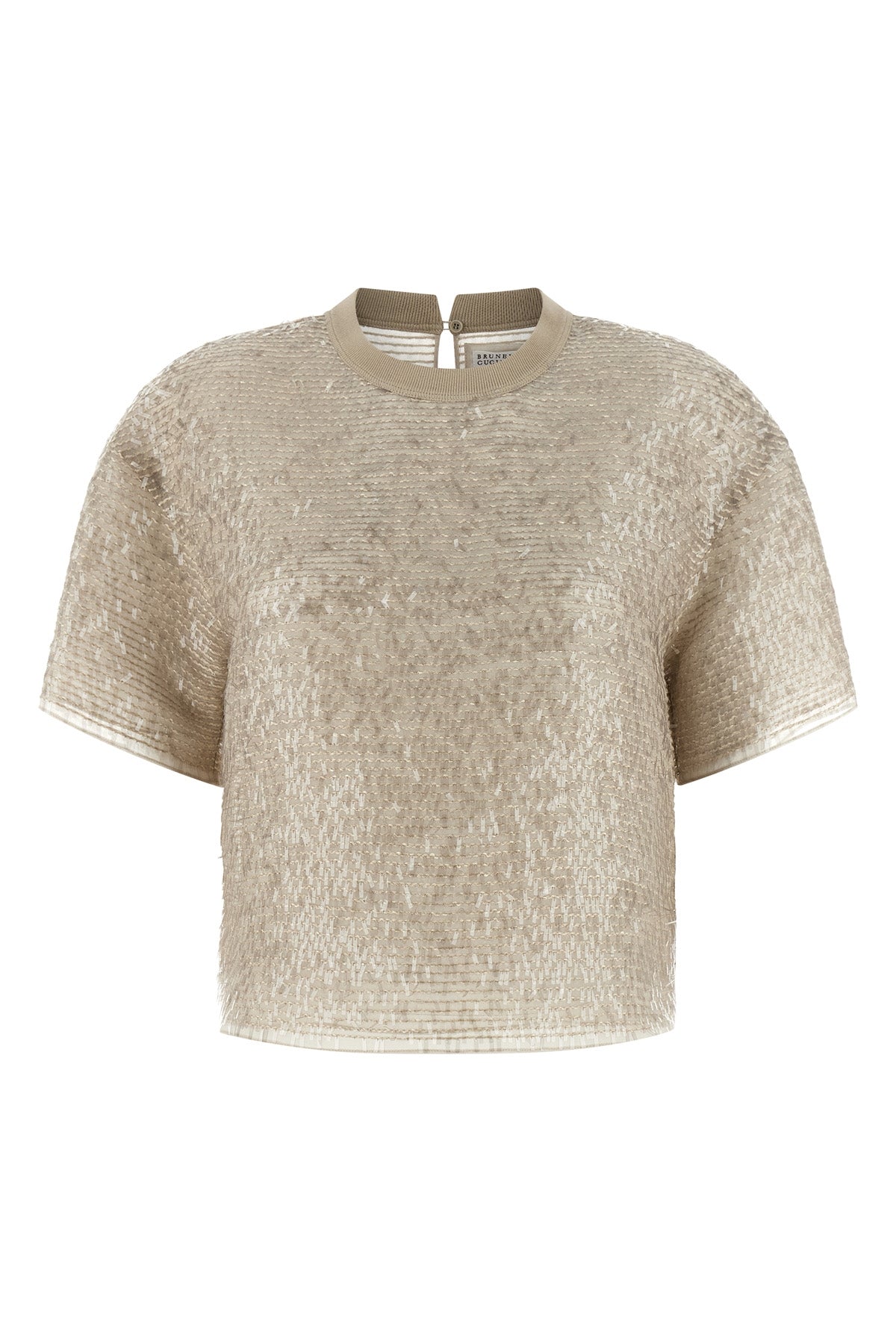 light crispy silk dazzling cascade embroidery t-shirt