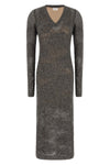 the brunello cucinelli flower lace long dress stands out for its complex mesh