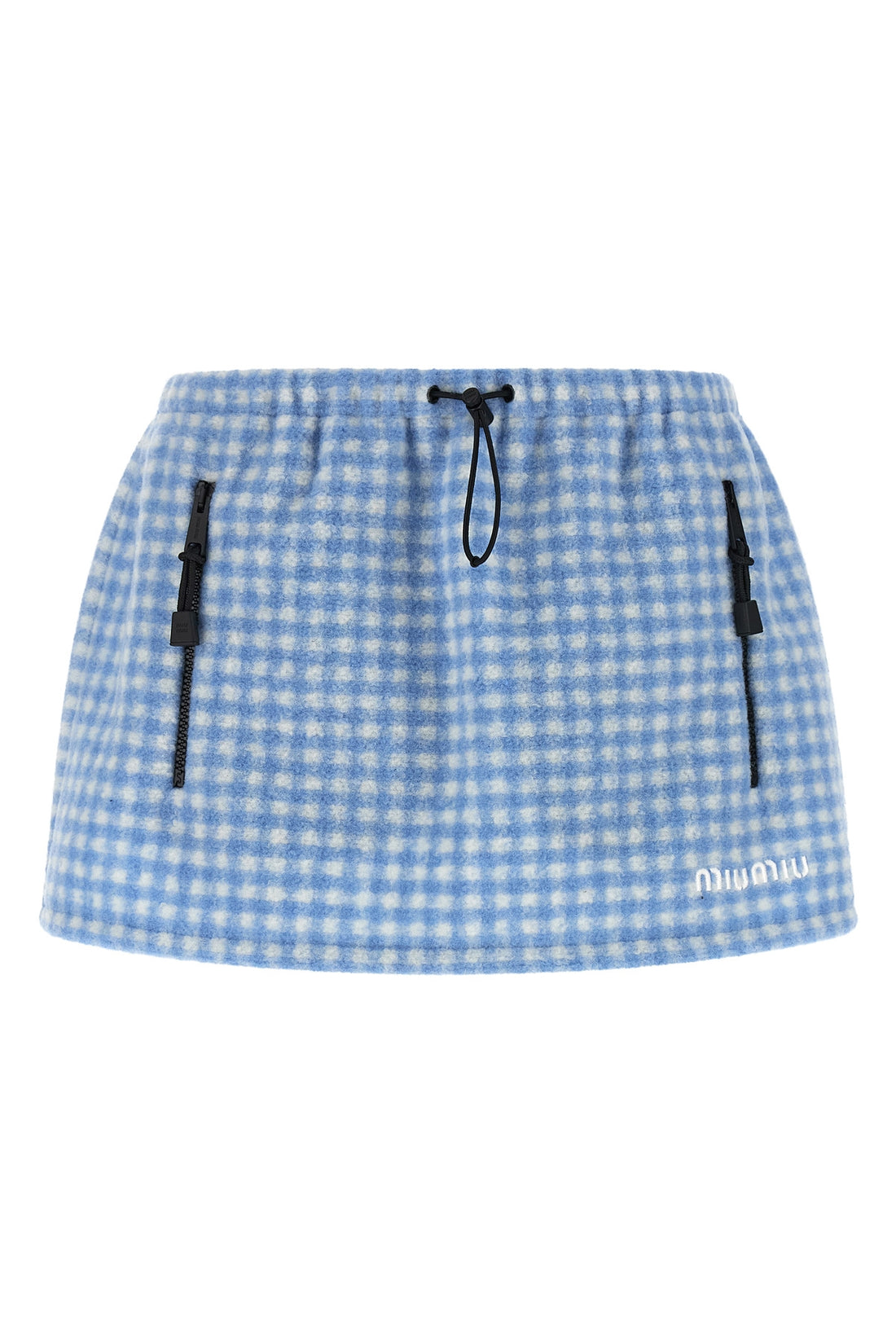 MIU MIU 38 the miu miu miniskirt redefines casual volumes through a short and structured si