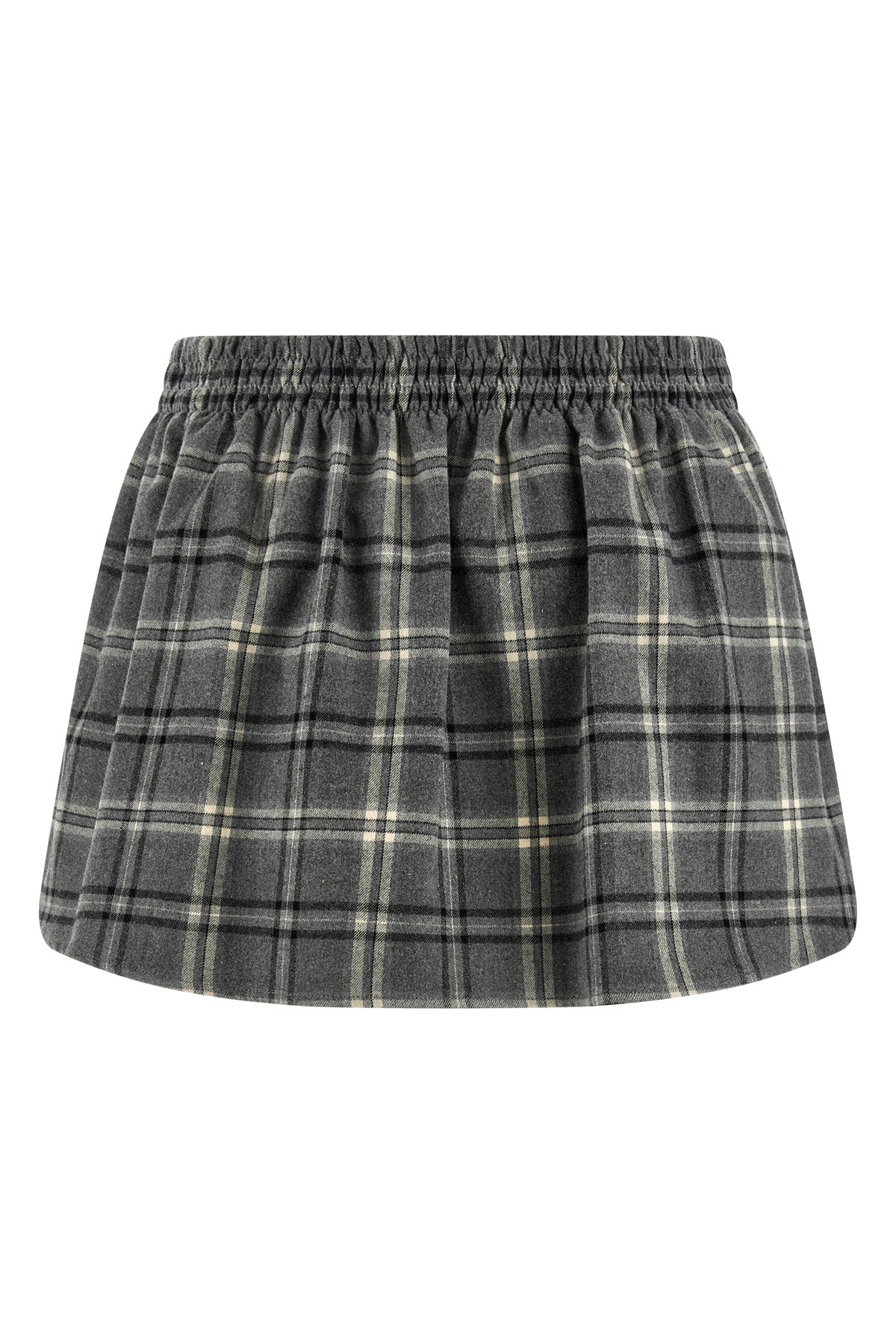 check print cotton flannel mini skirt