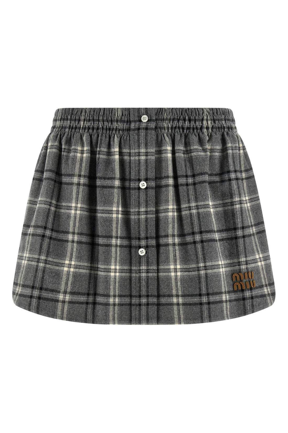 MIU MIU 40 check print cotton flannel mini skirt