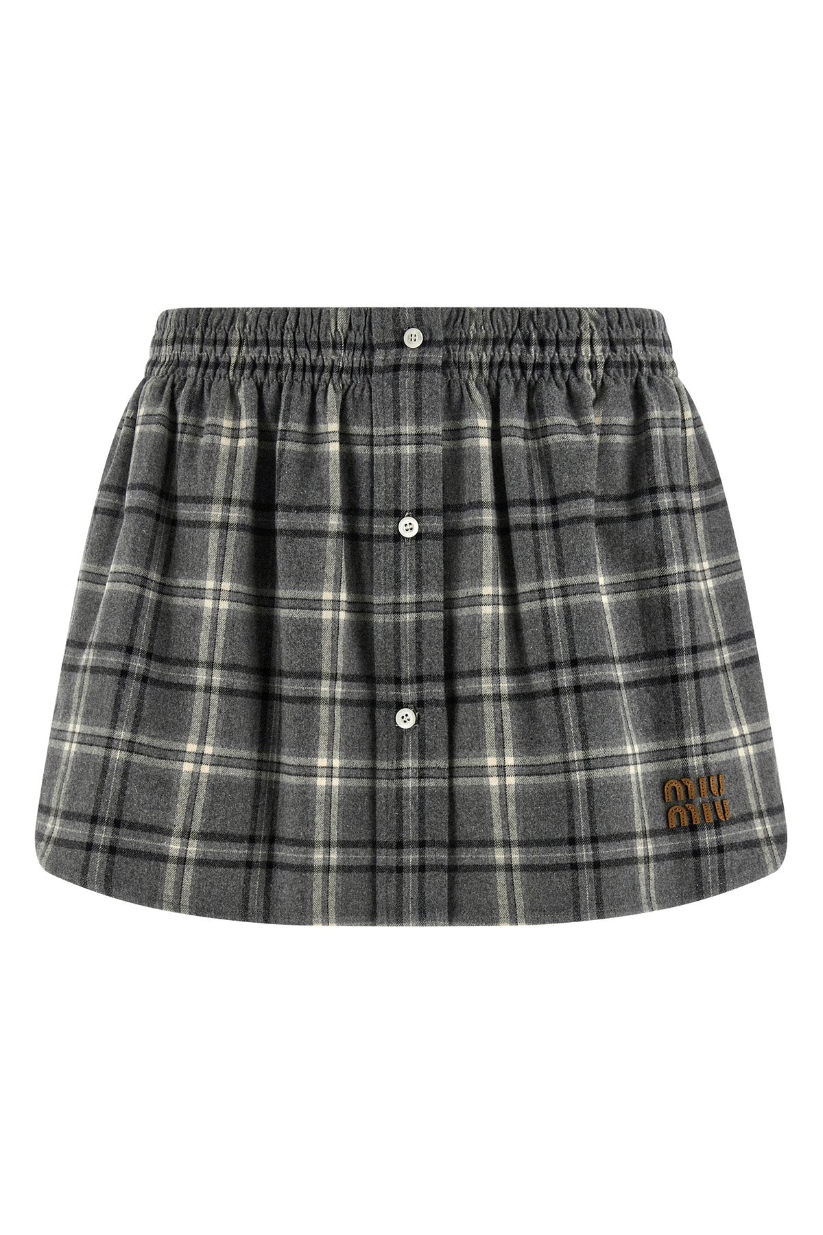 check print cotton flannel mini skirt