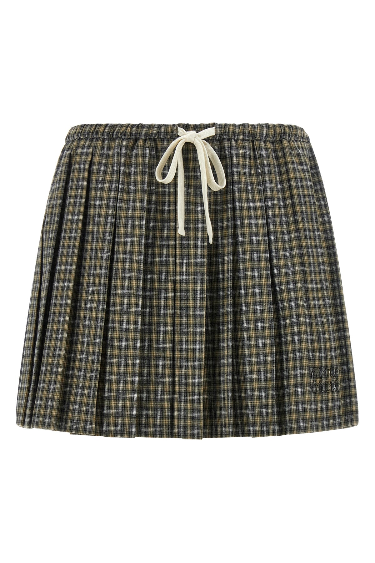 the miu miu mini skirt reinterprets the codes of the collegiate wardrobe through